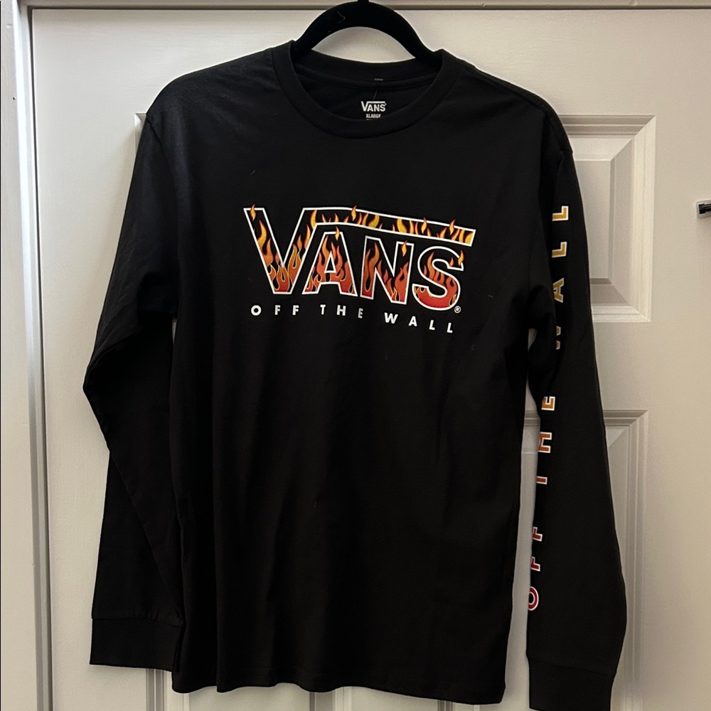 Vans Black Long Sleeve with Flame Graphic Kid’s Size XL